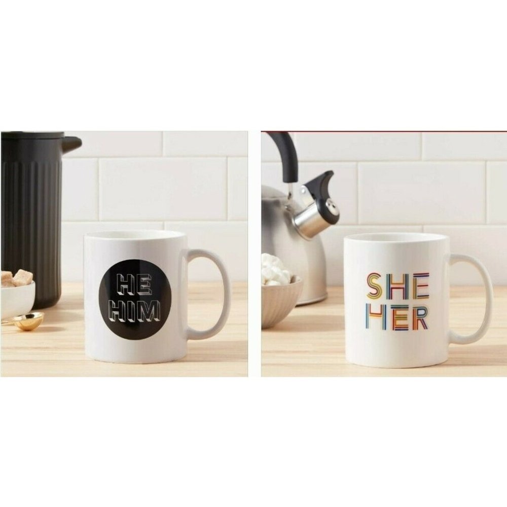 15 oz Stoneware He Him And She Her Mug Set